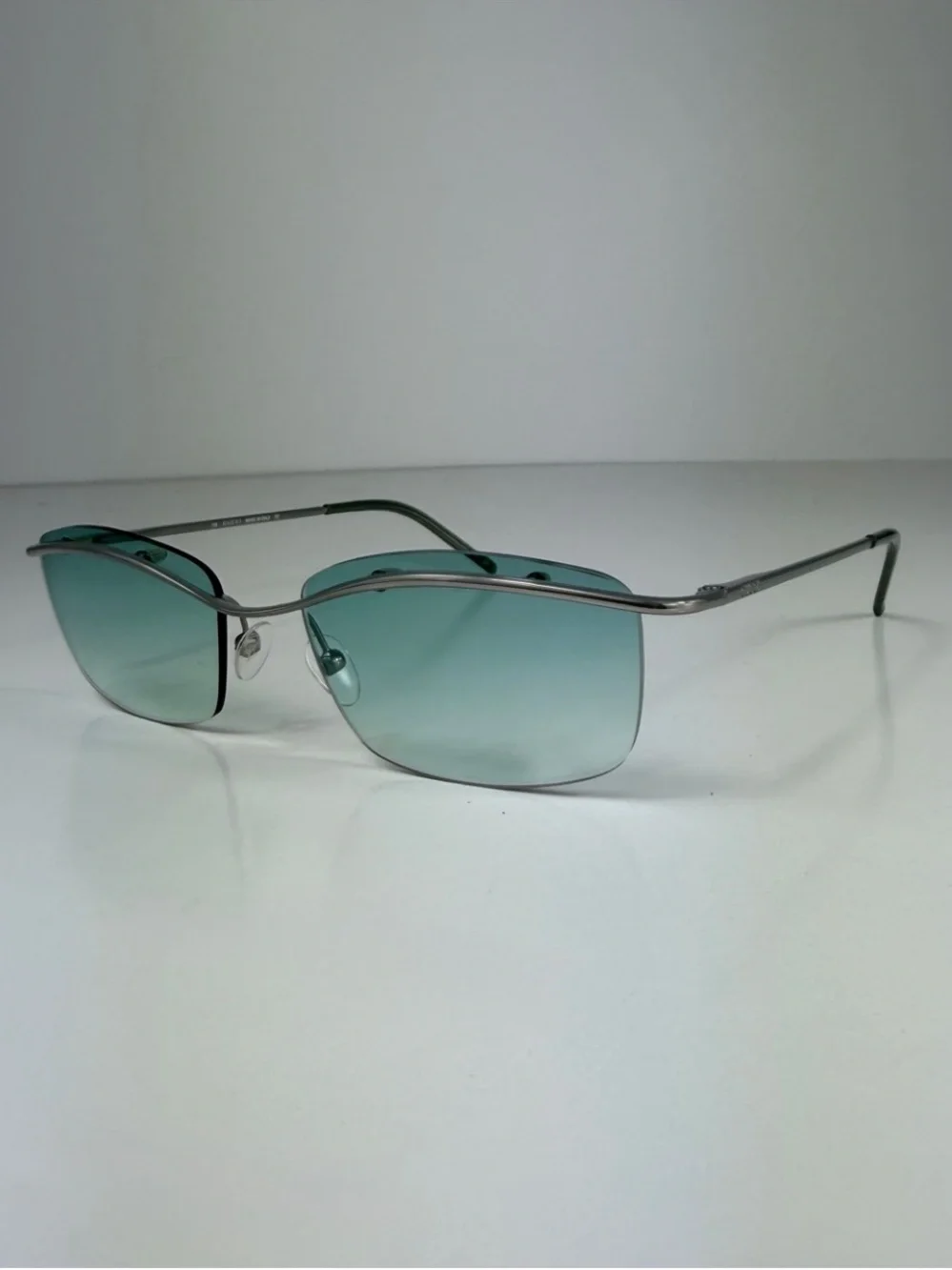 Gucci DeadStock Tom Ford Y2K Rimless Sunglasses GG 1654 T5T Teal Brow Bar Set